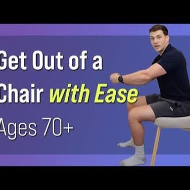 A person carefully lowering into a chair.