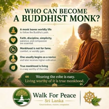 A monk sits in a simple, sparsely furnished setting.
