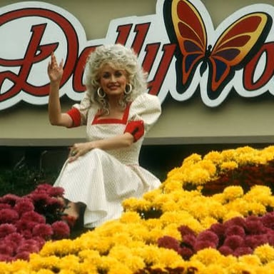Dolly Parton at Dollywood, the Tennessee theme park named for her.