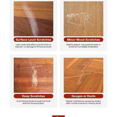 A wooden surface with visible scuff marks