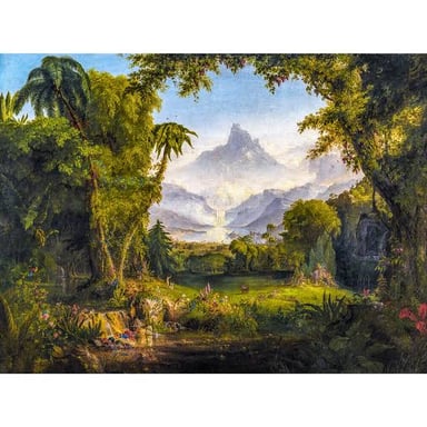 A paradise garden representing the Garden of Eden.