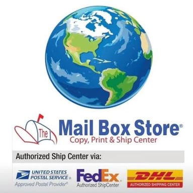 A Mail Boxes Etc. sign outside a shipping and mailbox services store.