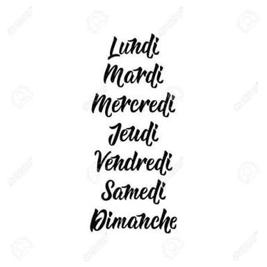 A French calendar showing the word mardi for Tuesday.
