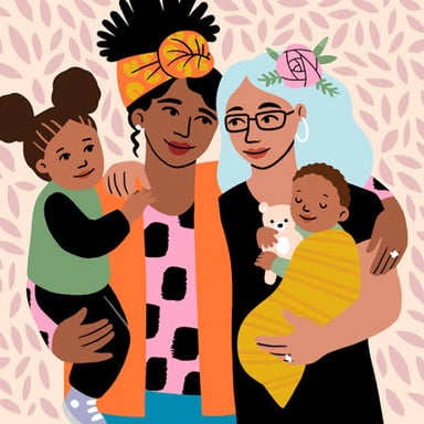 A family celebrating Mother's Day together.