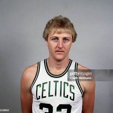 Larry Bird in his Boston Celtics uniform during his playing career.