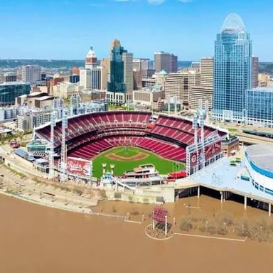 Great American Ball Park, home of the Cincinnati Reds, beside the Ohio River