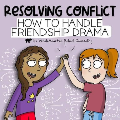 Two friends smiling after resolving a disagreement.