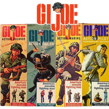 A G.I. Joe action figure, a posable toy introduced by Hasbro in 1964.