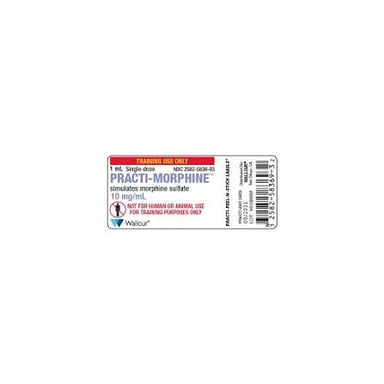 A labeled vial of morphine, an opioid pain-relief medicine.