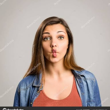 A person making a pronounced grumpy pout.