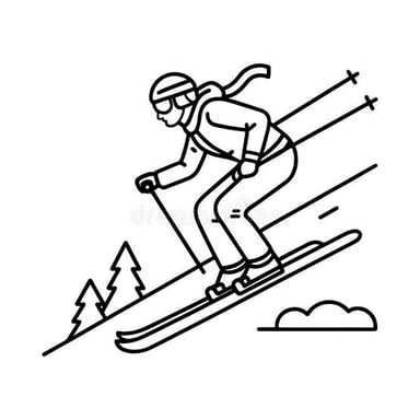 A skier gliding downhill on a snow-covered slope