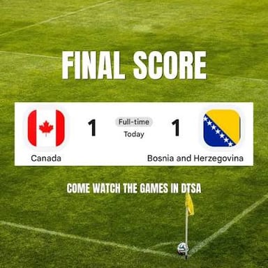 A scoreboard showing a tied game at the end of play.