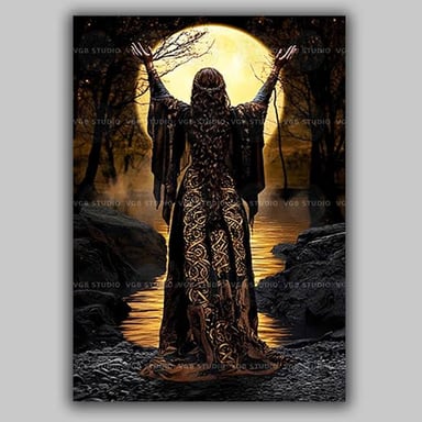 An illustration of Morgan le Fay, the sorceress from Arthurian legend.