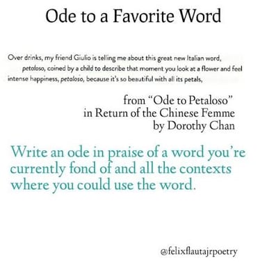 A page of poetry representing an ode written to celebrate a subject.