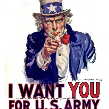 A vintage recruitment poster depicting Uncle Sam