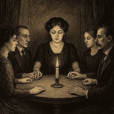 A candlelit table arranged for a séance