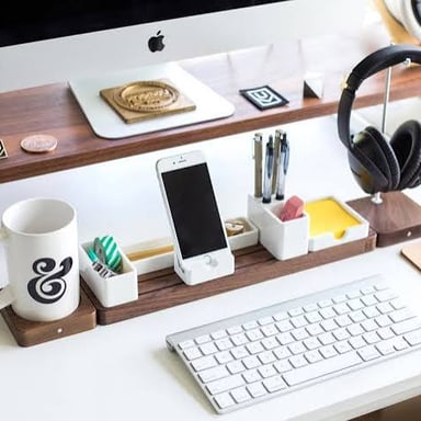 A meticulously organized desk illustrating extreme attention to detail.