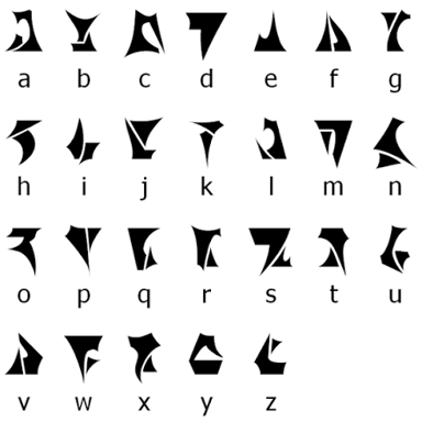 Klingon writing associated with the fictional language in Star Trek