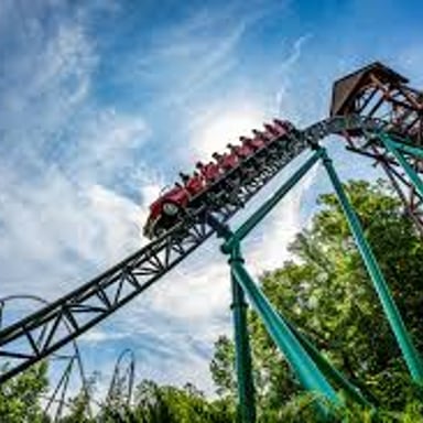 A dramatic roller coaster with a steep drop.
