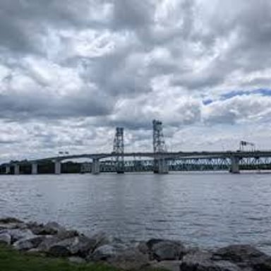 The waterfront of Bath, Maine, near the Kennebec River