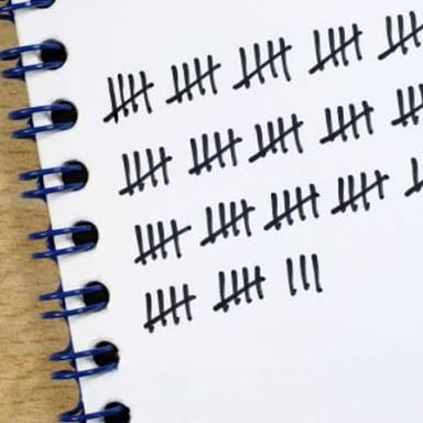 Groups of tally marks used to keep a running count.