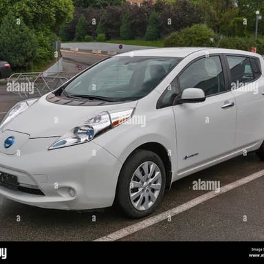 A Nissan Leaf, an all-electric passenger car.