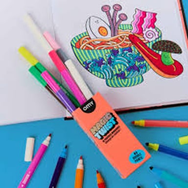 A collection of colorful marker pens in an art drawer