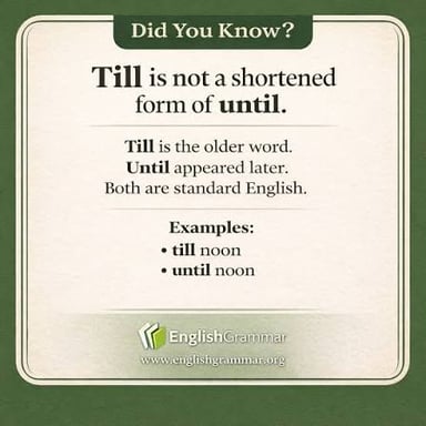 Informal written form of the shortened word ’til