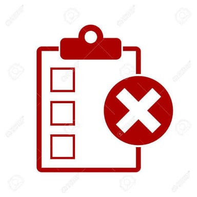 A written list with one entry crossed out using an X.