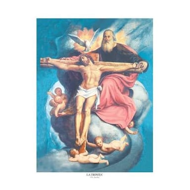 A traditional Christian depiction of the Father, Son, and Holy Spirit.