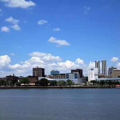 A view of Peoria, Illinois, along the Illinois River.