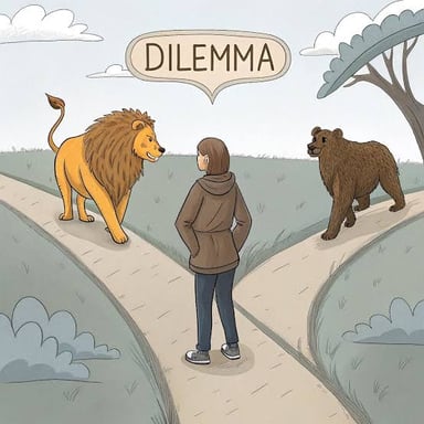 A person depicted as being in a difficult predicament