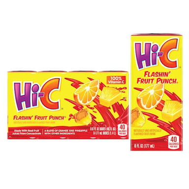 A carton of Hi-C fruit-flavored drink.