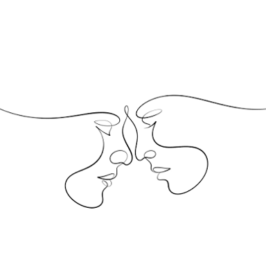 A simple illustration of two people connected by a line, representing a tie or bond.