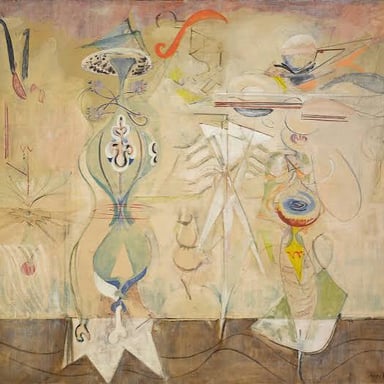 Abstract modernist artwork in a gallery