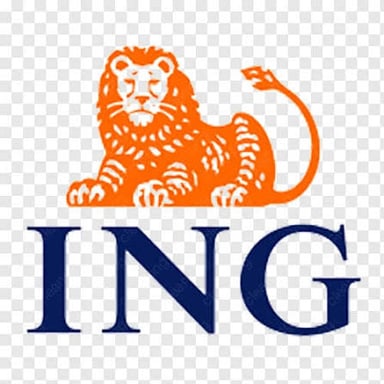 ING banking logo featuring an orange lion beside the ING name.
