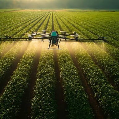 An agricultural aircraft spraying a field, illustrating crop dusting.