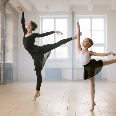 A dancer performing a single dance step.