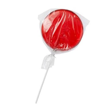 A lollipop with a visible stick serving as its handle.
