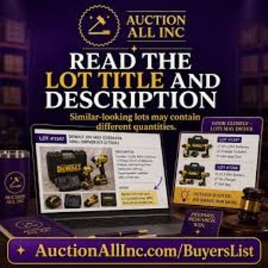 Auction items arranged and identified as separate lots.