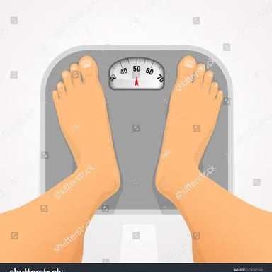 A person standing on a bathroom scale.