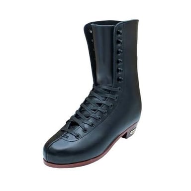 A roller skate with its laces threaded through the boot’s eyelets.