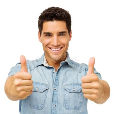 A person giving a thumbs-up to show confidence or certainty
