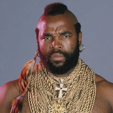 Actor Mr. T, recognizable by his mohawk and gold chains.