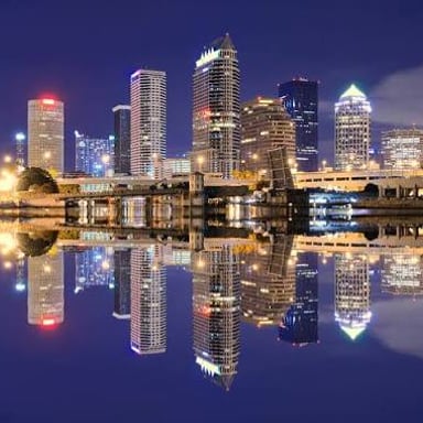 The Tampa skyline viewed across Tampa Bay.