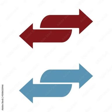 Two opposing arrows illustrating movement back and forth, or to and fro.