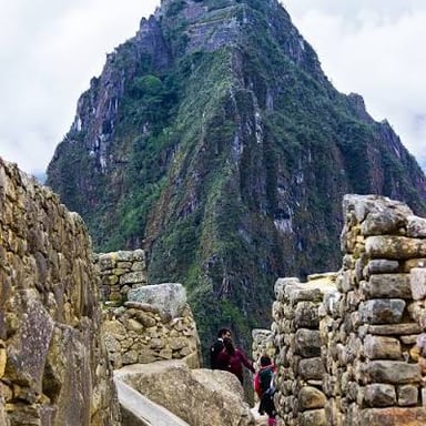 Stone terraces and buildings at Machu Picchu, an Inca site in the Andes.
