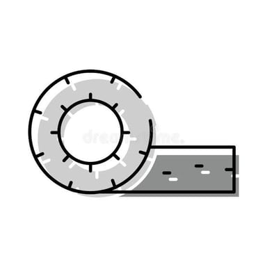 A roll of tape unwinding across a surface