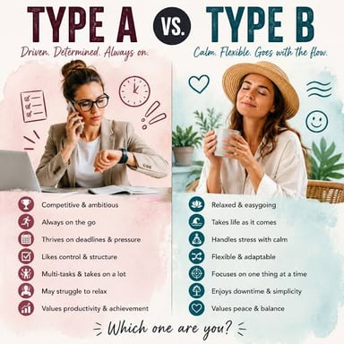 Illustration of a person focused on work and competition, representing the everyday idea of a Type A personality.