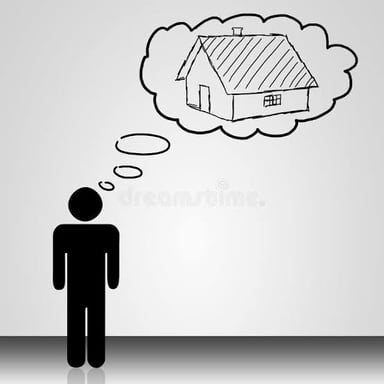 An illustration of a person picturing a scene in their mind.